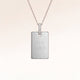 Personligt fyrkantigt silverhalsband med vita zirkoner och plats för gravyr av text, koordinater eller handstil pÄ framsidan och baksidan
