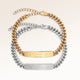 Pararmband, par av tvÄ bar armband i guld och silver med personlig gravyr, frÄn Mon Chou