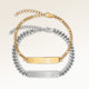 Pararmband, par av tvÄ bar armband i guld och silver med personlig gravyr, frÄn Mon Chou