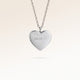 Personligt hjärtformat silverhalsband med plats för gravyr av text, koordinater eller handstil på framsidan och baksidan