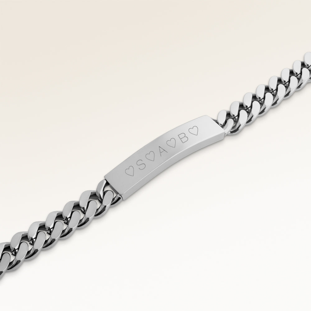 Bar Armband 8mm för Män - Gravyr (Silver)