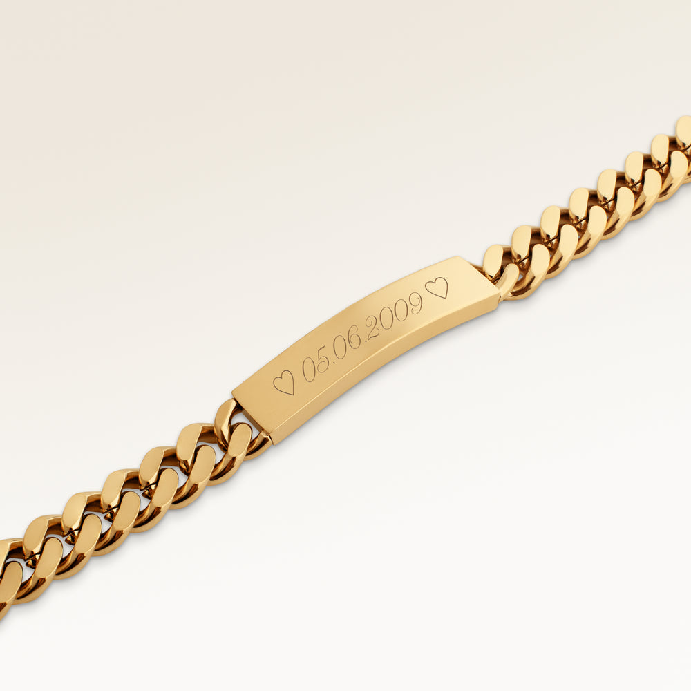 Bar Armband 8mm för Män - Gravyr (Guld)