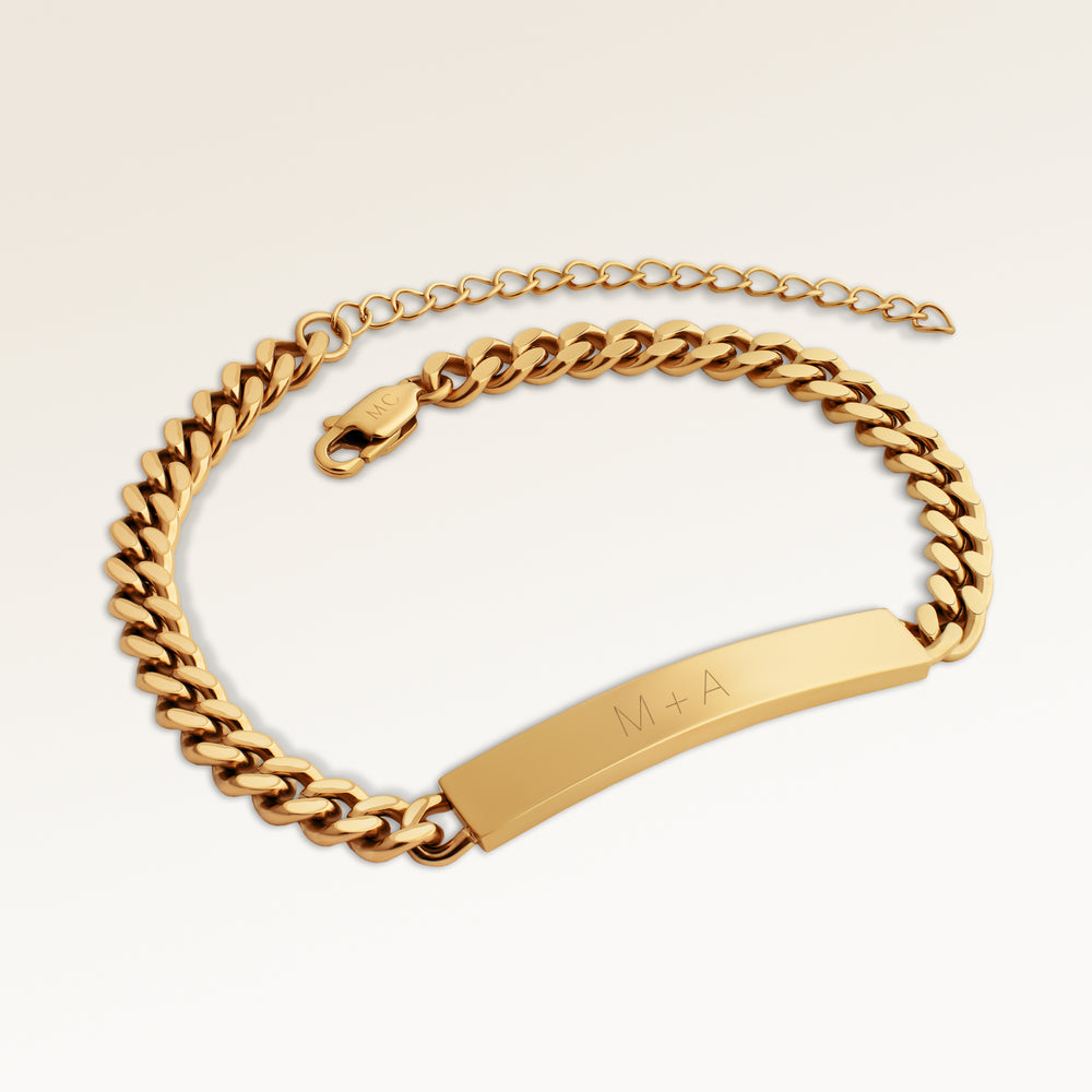 Bar Armband för Män - Gravyr (Guld)