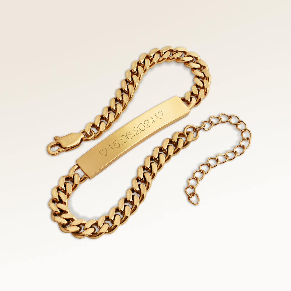 Bar Armband för Män - Gravyr (Guld)