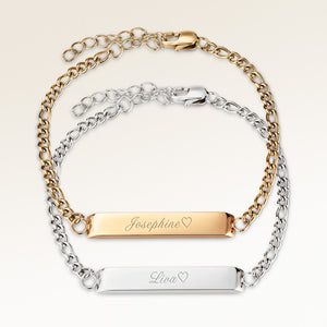 Vänskaps-armband, par av två bar armband i guld och silver med personlig gravyr, från Mon Chou