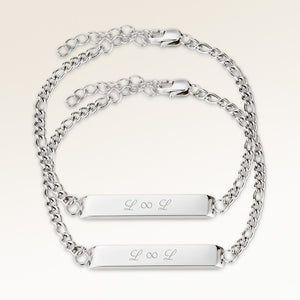 Vänskaps-armband, par av två bar armband i silver med personlig gravyr, från Mon Chou