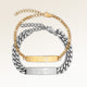 Pararmband med bar armband 5 mm till henne och 8 mm till honom i guld och silver med personlig gravyr, från Mon Chou