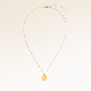 Hela runt halsband i guld helt utlagt med fin justerbar guldkedja och minimalistiskt berlock för personlig gravyr